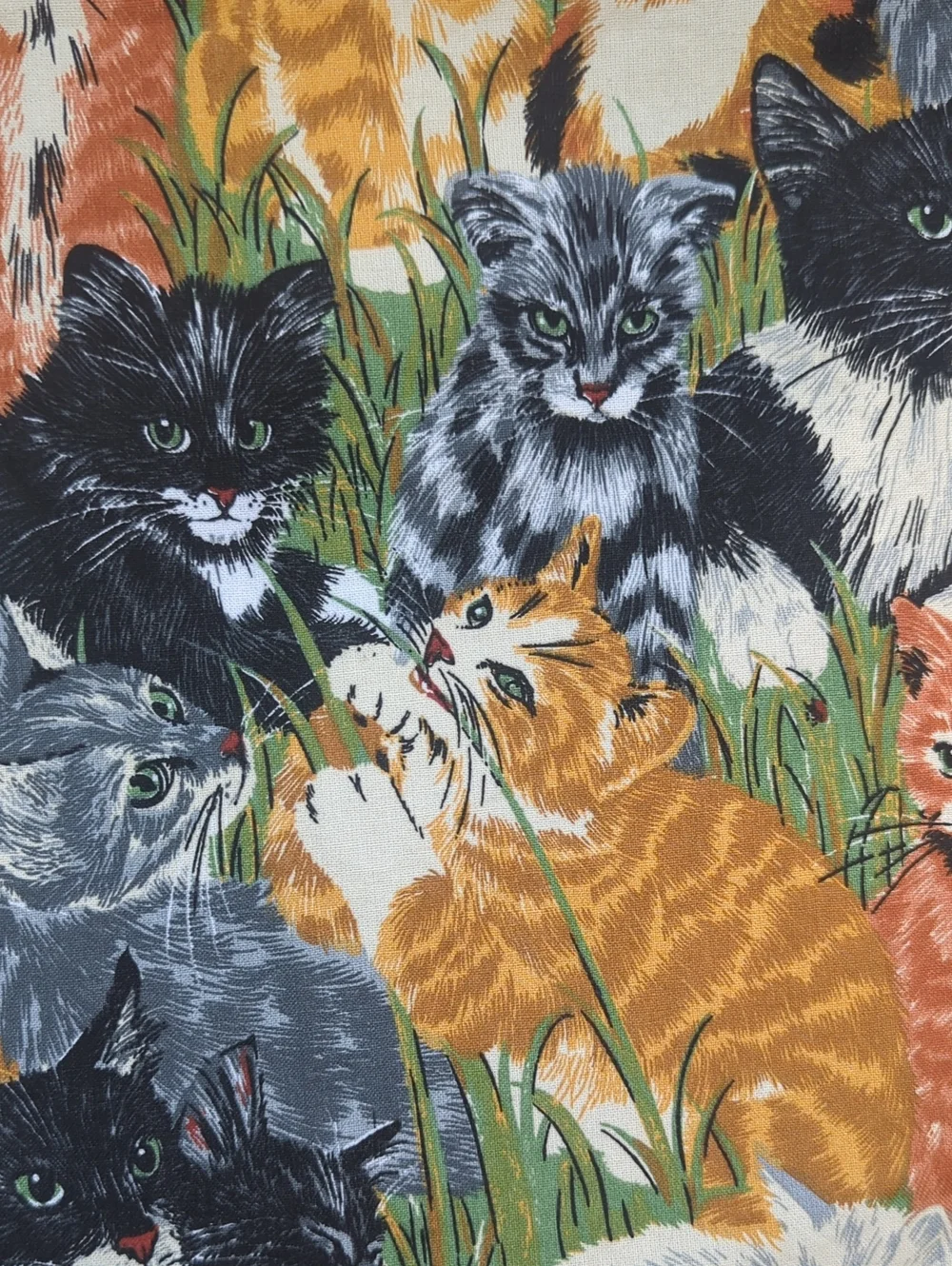Vintage Cat Print Shower Curtain Fabric
